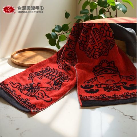 媽祖保庇雙色提花窄版運動毛巾/運動巾(單條/紅色)【台灣興隆毛巾製】白沙屯媽祖進香