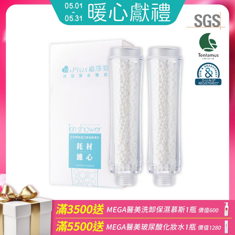極淨源 日本原裝蓮蓬頭除氯雙入濾芯(瞬間除氯100%)