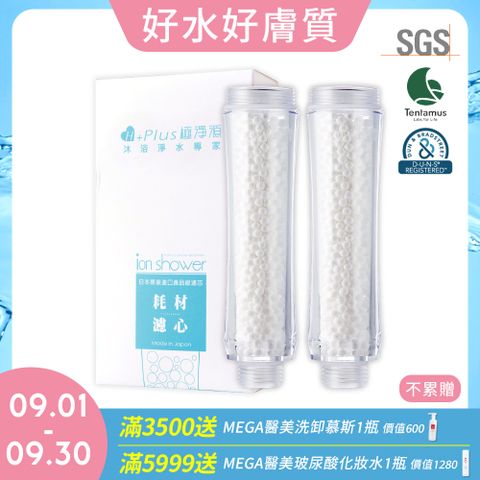 【極淨源】日本原裝蓮蓬頭除氯雙入濾芯(瞬間除氯100%)