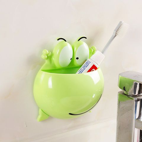 【神崎家居】青蛙吸盤牙刷架 童趣可愛卡通造型 無痕免打孔瀝水牙膏架 吸壁式衛浴廚房收納小物