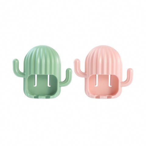 【E.dot】文創風仙人掌雙掛鉤牙刷架-二色可選