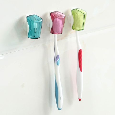 PS Mall 吸盤牙刷防塵蓋 牙刷架 開合牙刷套 1組3個