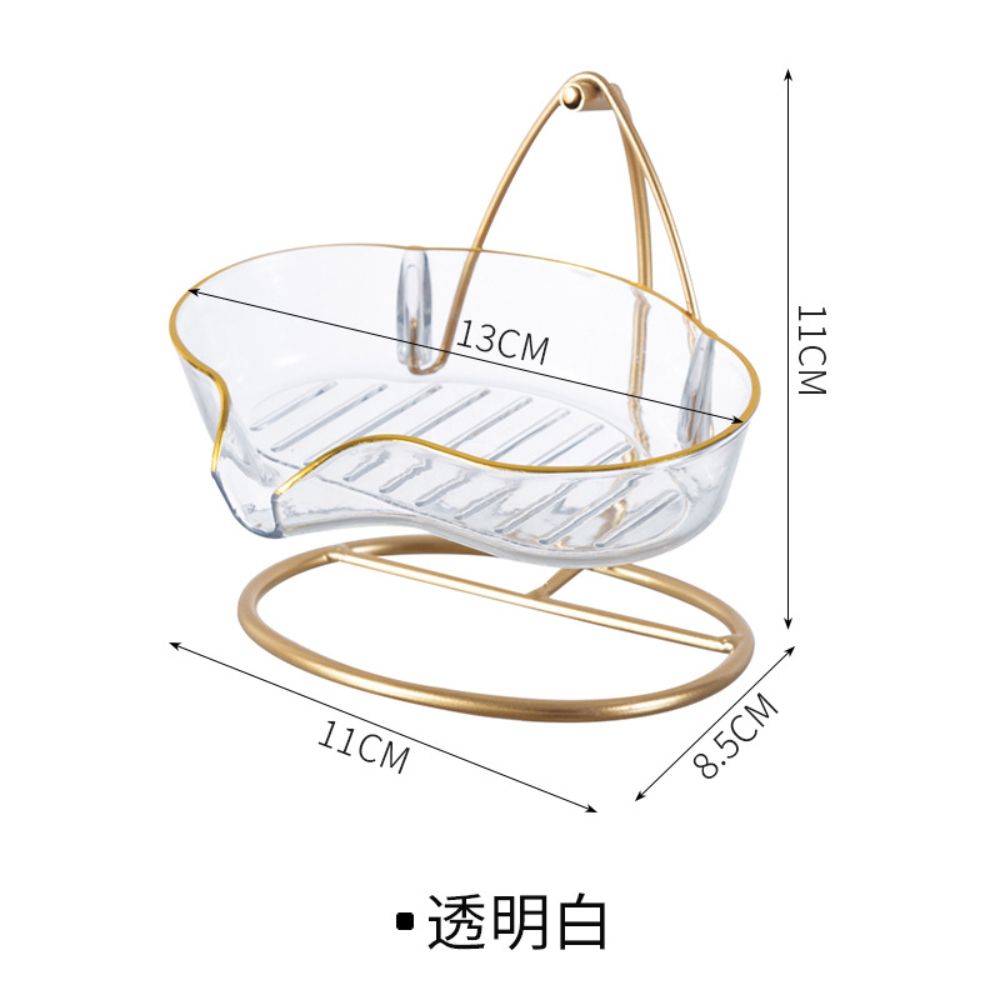 Dagebeno 荷生活 懸掛式不黏滑可瀝水透明肥皂架 輕奢款PET金邊鋁質香皂盒-2入