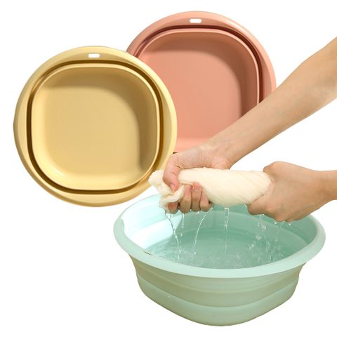 日本SP SAUCE攜帶式可吊掛折疊臉盆(中型)2入裝