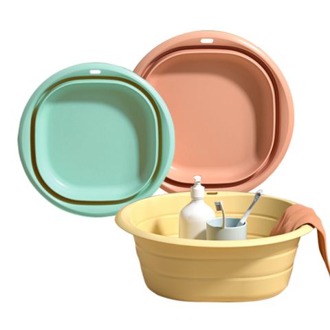 日本SP SAUCE攜帶式可吊掛折疊臉盆(中+大)2入裝