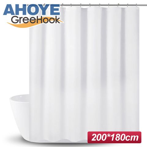 【GreeHook】PEVA加厚防水浴簾 180*200cm 白色