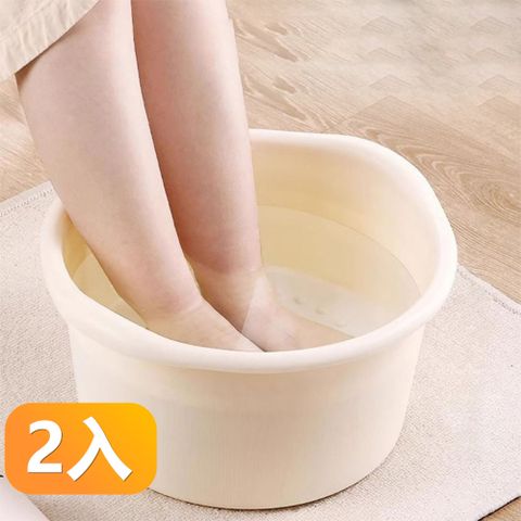 【晴安居】加厚加高成人過小腿足浴盆 耐熱塑膠解壓按摩泡腳桶-2入組