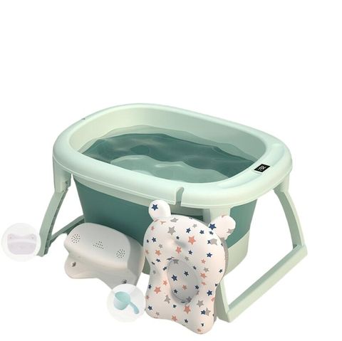 BESSIEBABY/貝喜 兒童摺疊感溫浴桶 小號雀湖綠/藕粉色/靜心藍+懸浮墊【適用0-8歲】