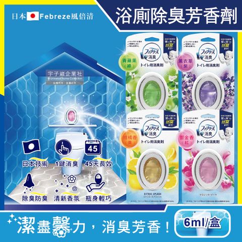 日本Febreze風倍清-按鈕型浴室芳香劑(4款香味可選)6ml/盒(衛浴3效合1消臭防臭香氛)