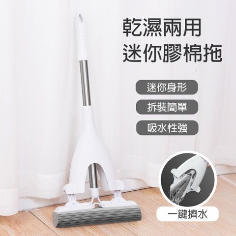 乾濕兩用迷你膠棉拖把組(1桿2膠棉)