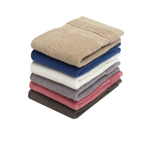 【MORINO摩力諾】美國棉五星級緞檔方巾6入組