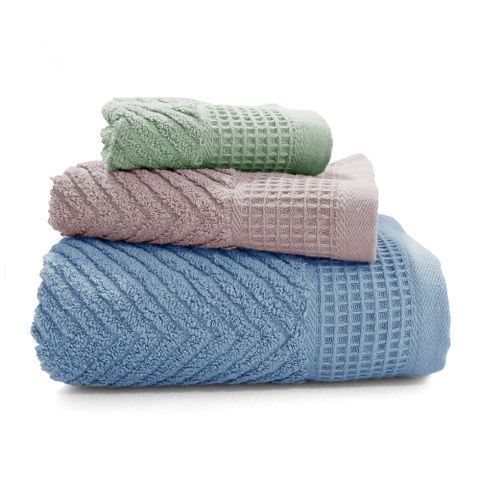 【MORINO摩力諾】3件組 美國棉 時尚立體斜紋緹花方毛浴組(各1)