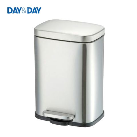 【DAY&amp;DAY】緩降腳踏式垃圾桶-不鏽鋼色 12L