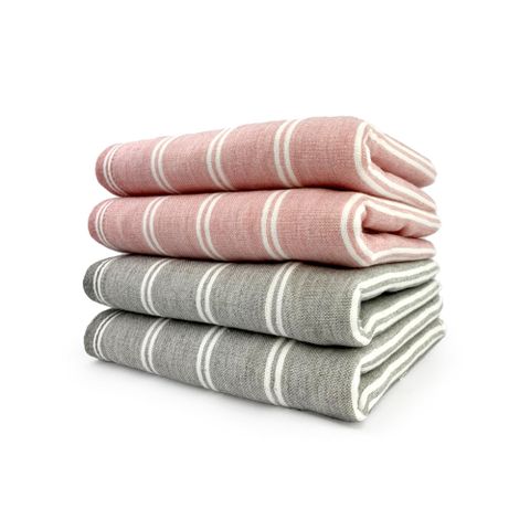 【Gemini 雙星】條紋無捻紗紗布系列(毛巾超值二入組)