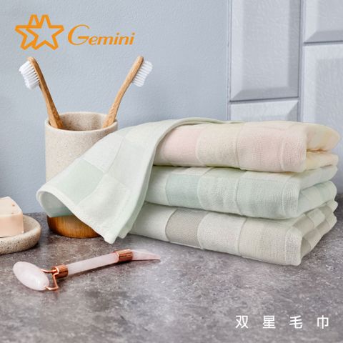 Gemini 雙星毛巾 無捻紗紗布彩色方格系列(方巾三入組)