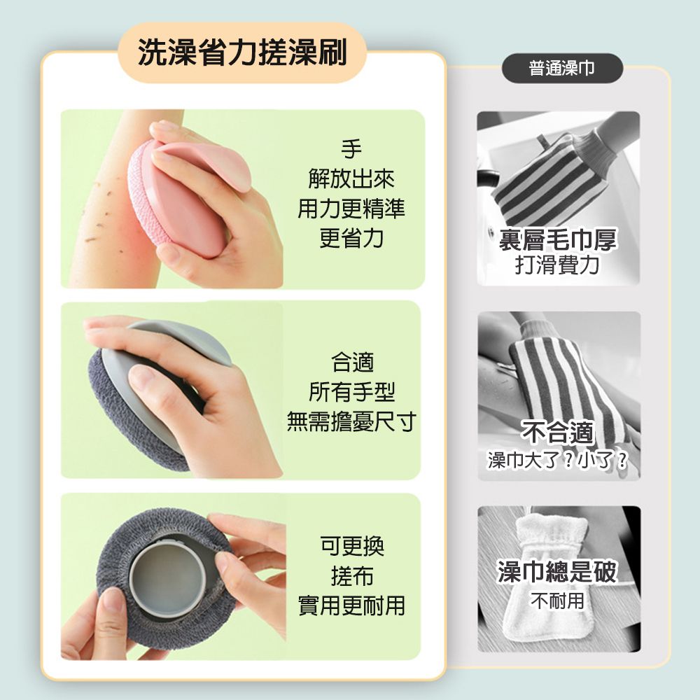 CS22 角質小能手可替換拆洗搓澡刷(贈細布x1+粗布x1)-2入