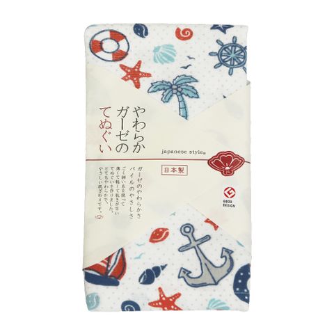 日本泉州純棉麻紗34*90毛巾-船錨(YBA991B)