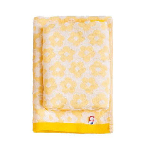 日本製今治認證純棉34*75CM毛巾(花朵-黃)