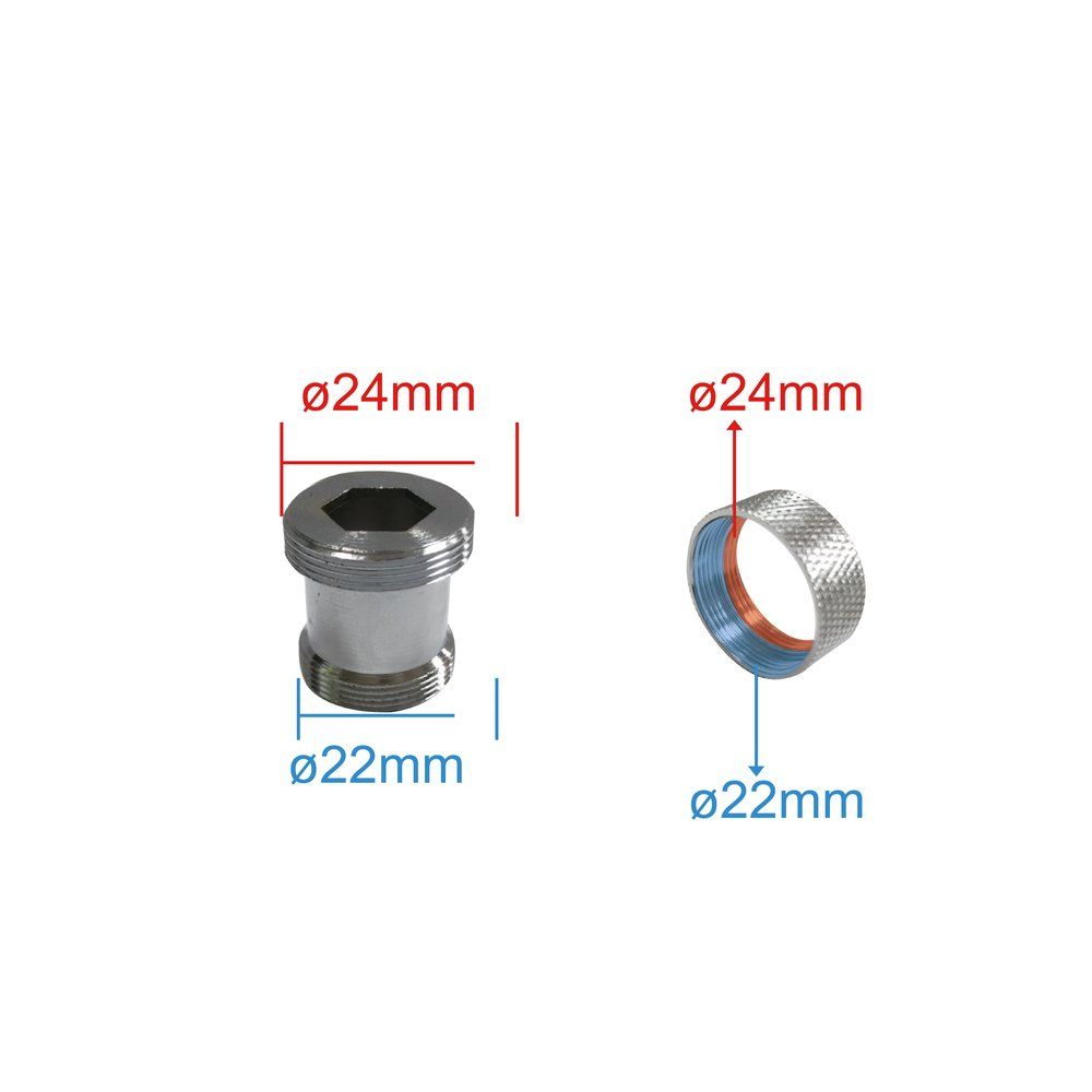 Water More 水摩爾衛浴配件 特製雙外牙/內牙轉接頭(2入)-廚房水龍頭沐浴龍頭噴水頭節水閥小花灑設備安裝時內外牙轉接用 先確認尺寸再下單