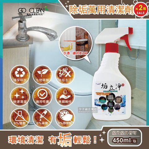 (2瓶)垢立淨-衛浴強效除垢萬用清潔劑450ml/噴槍瓶