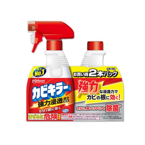 日本SC JOHNSON莊臣-浴室除霉泡沫清潔劑400ml噴霧瓶+400ml補充瓶