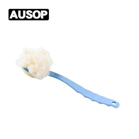 【AUSOP】浴室兩用搓澡洗澡刷(帶浴球藍色）