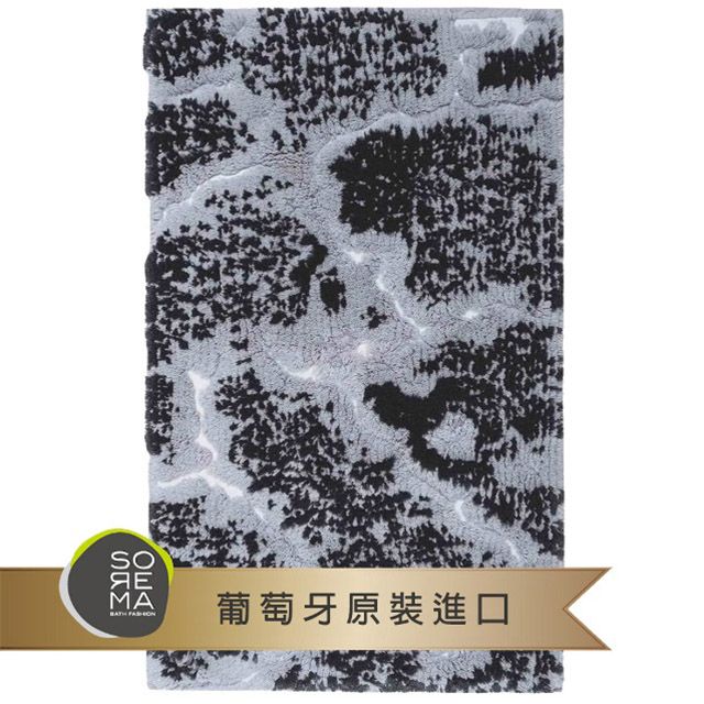 Sorema 舒蕾馬 奢華時尚-MARBLE 銀黑 腳踏墊 50x80cm(南歐明星品牌 奢華頂級SPA渡假飯店衛浴品味)