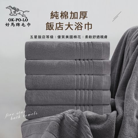 【OKPOLO】台灣製純棉加厚飯店大浴巾-3入組(隕石灰)