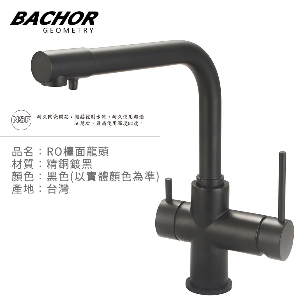 BACHOR  工業風RO兩用立式龍頭組(霧黑)-無安裝 P11313BK