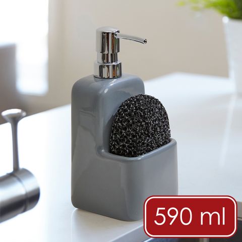 《Umbra》Square刷具+石陶洗手乳罐(煙灰藍590ml)