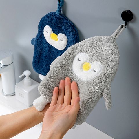 珊瑚絨企鵝擦手巾 可掛式擦手巾吸水加厚擦手巾 手巾手帕毛巾 擦手布 不掉毛 擦手布 擦碗巾 抹布 造型