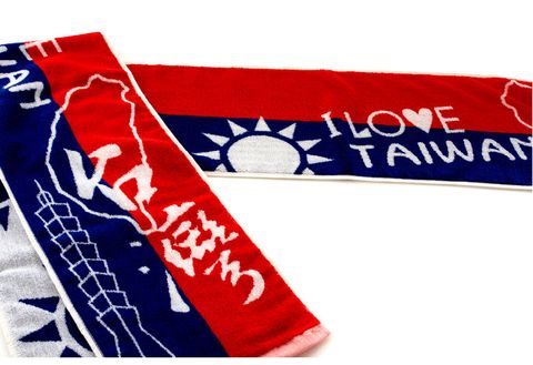 我愛台灣國旗 雙色提花窄版運動毛巾/運動巾(單條)【台灣興隆毛巾製】