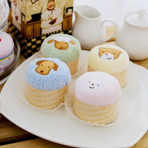 造型毛巾．蜜柔動物4入組(單入袋裝*4)【台灣興隆毛巾專賣】 蛋糕毛巾/開運造型毛巾