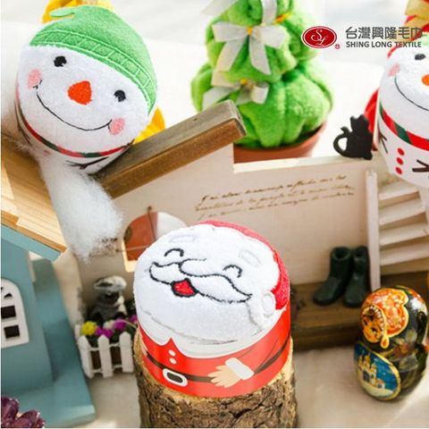 聖誕老公公+圓雪人(2入盒裝)【台灣興隆毛巾製】