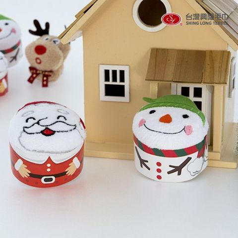 聖誕老公公+圓雪人(2入盒裝)【台灣興隆毛巾製】