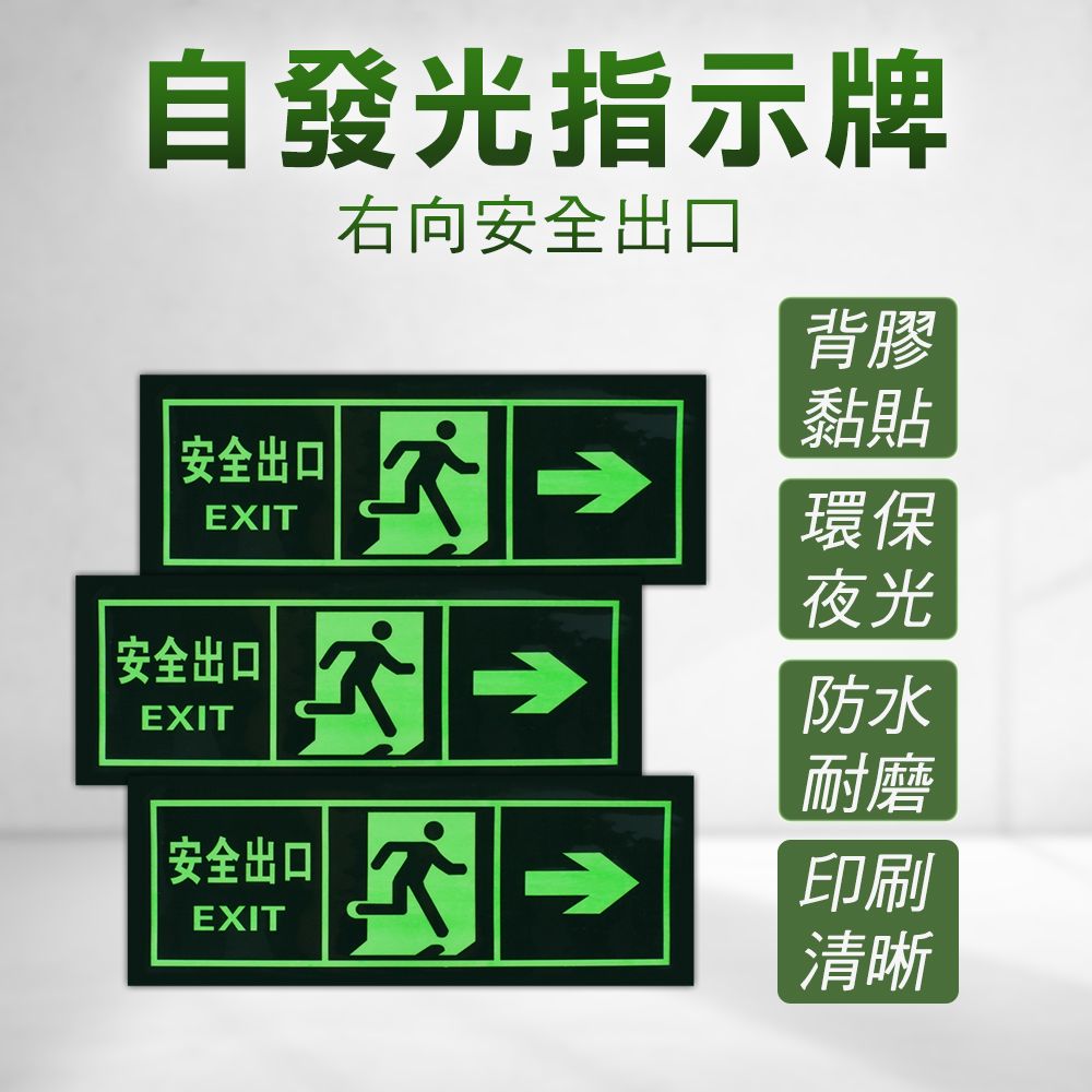  自發光指示牌 疏散標誌 逃生通道指示 消防標識牌 夜光指示牌 緊急出口門 逃生出口標誌 無需電源 地震逃生方向 安全出口 緊急出口 疏散通道 自動發光 逃生門 疏散標示牌 逃生出口 630-PSE31*2