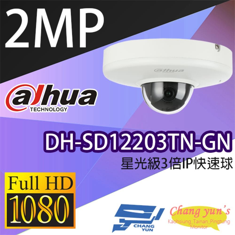 Dahua 大華 昌運監視器  DH-SD12203TN-GN 200萬 星光級 3倍 IPcam 快速球攝影機 支援PoE