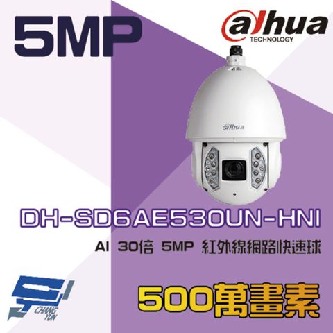 昌運監視器 大華dahua DH-SD6AE530UN-HNI 500萬 AI 30倍 紅外線網路快速球攝影機