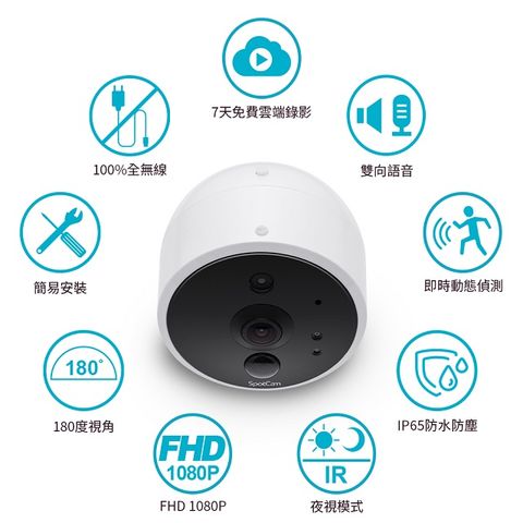 SpotCam Solo 2 免插電 監視器 1080P 廣角180 雲端 WiFi 攝影機 IP CAM 台灣製造 台灣雲端