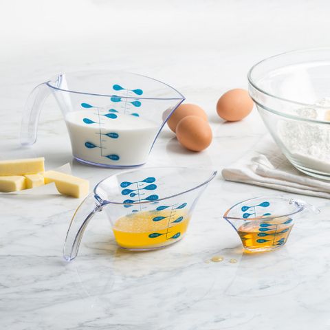 Trudeau 可微波堆疊量杯3件(藍)