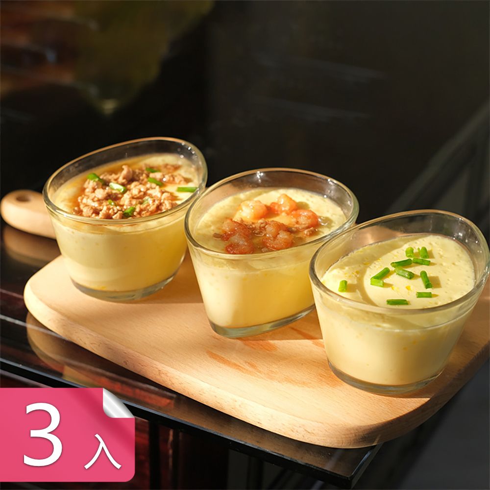  【茉家】雞蛋型耐高低溫強化玻璃碗-3入