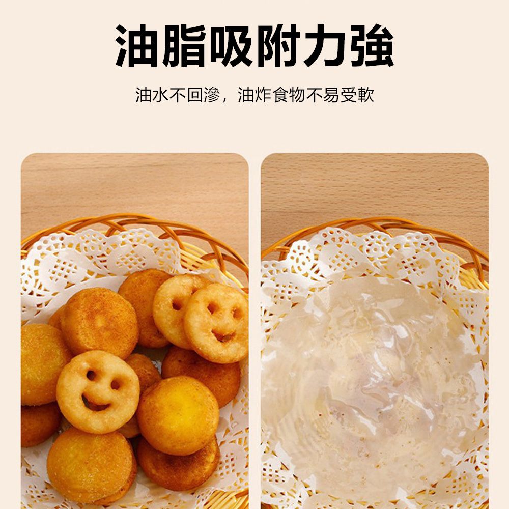Sily 花邊油炸食物圓形吸油紙 烤肉燒烤烘焙墊紙 隔油紙/矽油紙/烤盤紙甜品紙 50張