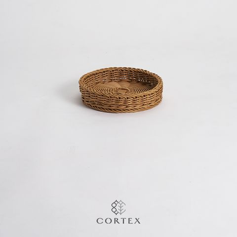CORTEX 編織籃 淺圓盤型W22 卡其色
