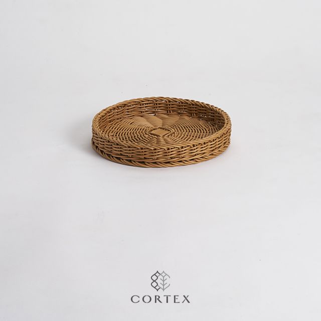 CORTEX  編織籃 淺圓盤型W29 卡其色