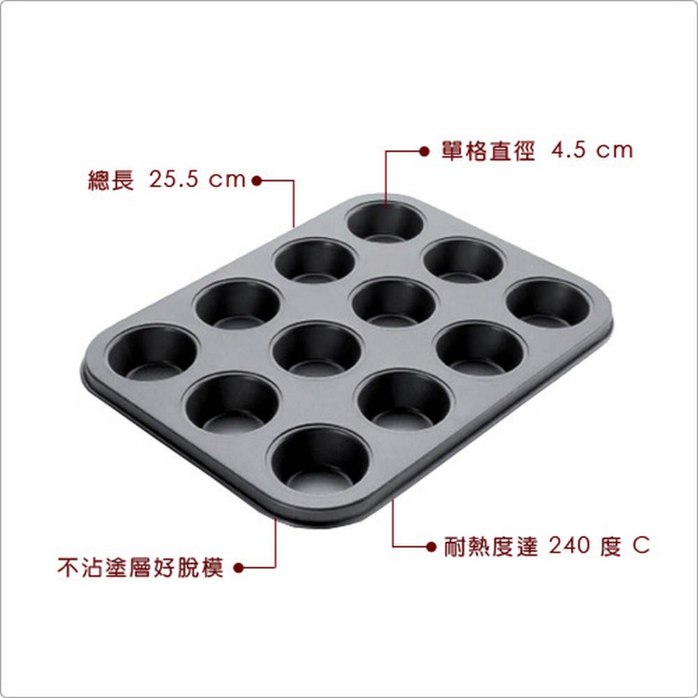 IBILI 西班牙 12格不沾迷你瑪芬烤盤(25.5cm) / 點心烤模 可機洗 洗碗機可洗