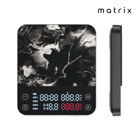 Matrix M1 PRO 小智 義式手沖LED觸控雙顯咖啡電子秤Type-C充電 (粉液 比/分段注水/義式自動計時/硅藻土吸水墊)