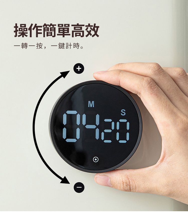 操作簡單高效一轉一按,一鍵計時。+MS