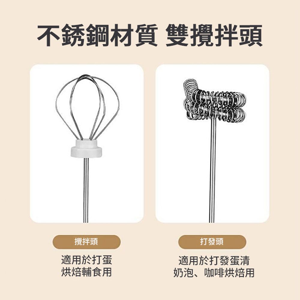 JDTECH 雙頭無線電動打蛋器 手持咖啡奶泡器 USB充電 奶油打發器  (拿鐵 拉花 攪拌器)