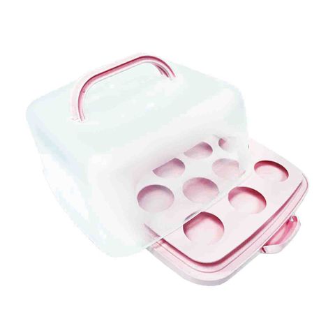 正方形手提蛋糕盒(附12孔杯子蛋糕架)