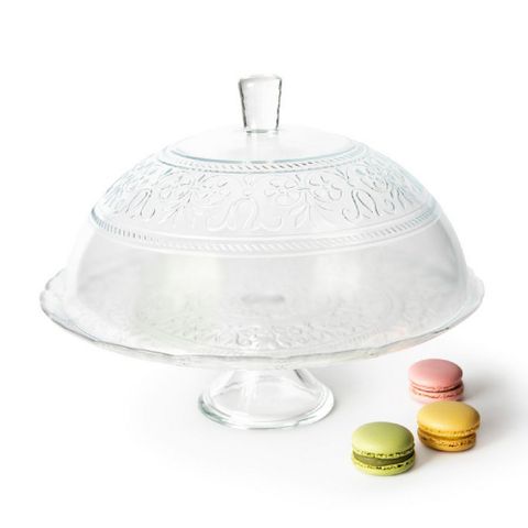 《EXCELSA》Yasmin附蓋花紋玻璃蛋糕架(31cm)